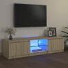 Mueble Tv | Mueble De Salón | Armario Tv Con Luces Led Roble Sonoma 140x40x35,5 Cm Cfw741636