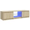 Mueble Tv | Mueble De Salón | Armario Tv Con Luces Led Roble Sonoma 140x40x35,5 Cm Cfw741636