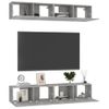 Juego De 4 Uds Muebles Tv | Mueble De Salón | Armario Tv Gris Hormigón 80x30x30 Cm Cfw766792