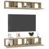 Juego De 4 Uds Muebles Tv | Mueble De Salón | Armario Tv Roble Sonoma 80x30x30 Cm Cfw766818