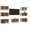 Juego De 7 Uds Muebles Tv | Mueble De Salón | Armario Tv Roble Sonoma 30,5x30x60 Cm Cfw766849