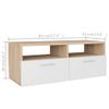 Mueble Tv | Mueble De Salón | Armario Tv 2 Pzs Madera Ingeniería Roble Y Blanco 95x35x36 Cm Cfw776860