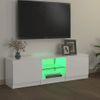 Mueble Tv | Mueble De Salón | Armario Tv Con Luces Led Blanco Brillante 120x30x35,5 Cm Cfw776916