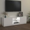 Mueble Tv | Mueble De Salón | Armario Tv Con Luces Led Blanco Brillante 120x30x35,5 Cm Cfw776916