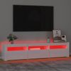 Mueble Tv | Mueble De Salón | Armario Tv Con Luces Led Blanco Brillante 180x35x40 Cm Cfw776920