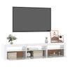 Mueble Tv | Mueble De Salón | Armario Tv Con Luces Led Blanco Brillante 180x35x40 Cm Cfw776920