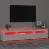 Mueble Tv | Mueble De Salón | Armario Tv Con Luces Led Blanco Brillante 195x35x40 Cm Cfw776921