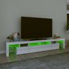 Mueble Tv | Mueble De Salón | Armario Tv Con Luces Led Blanco Brillante 230x36,5x40 Cm Cfw776924