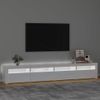 Mueble Tv | Mueble De Salón | Armario Tv Con Luces Led Blanco Brillante 240x35x40 Cm Cfw776925