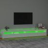 Mueble Tv | Mueble De Salón | Armario Tv Con Luces Led Blanco Brillante 270x35x40 Cm Cfw776928