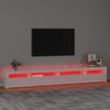 Mueble Tv | Mueble De Salón | Armario Tv Con Luces Led Blanco Brillante 270x35x40 Cm Cfw776928