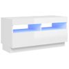 Mueble Tv | Mueble De Salón | Armario Tv Con Luces Led Blanco Brillante 80x35x40 Cm Cfw776932