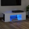 Mueble Tv | Mueble De Salón | Armario Tv Con Luces Led Blanco Brillante 90x39x30 Cm Cfw776934