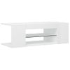 Mueble Tv | Mueble De Salón | Armario Tv Con Luces Led Blanco Brillante 90x39x30 Cm Cfw776934