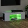 Mueble Tv | Mueble De Salón | Armario Tv Con Luces Led Blanco Brillante 90x39x30 Cm Cfw776934