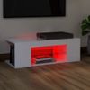 Mueble Tv | Mueble De Salón | Armario Tv Con Luces Led Blanco Brillante 90x39x30 Cm Cfw776934