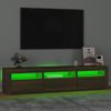 Mueble Tv | Mueble De Salón | Armario Tv Con Luces Led Color Marrón Roble 180x35x40 Cm Cfw776936