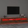 Mueble Tv | Mueble De Salón | Armario Tv Con Luces Led Color Roble Ahumado 240x35x40 Cm Cfw776946