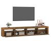 Mueble Tv | Mueble De Salón | Armario Tv Con Luces Led Color Roble Ahumado 240x35x40 Cm Cfw776946