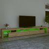 Mueble Tv | Mueble De Salón | Armario Tv Con Luces Led Color Roble Sonoma 290x36,5x40 Cm Cfw776956