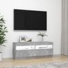 Mueble Tv | Mueble De Salón | Armario Tv Con Luces Led Gris Hormigón 100x35x40 Cm Cfw776957