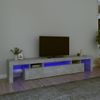 Mueble Tv | Mueble De Salón | Armario Tv Con Luces Led Gris Hormigón 215x36,5x40 Cm Cfw776967