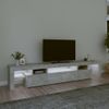 Mueble Tv | Mueble De Salón | Armario Tv Con Luces Led Gris Hormigón 215x36,5x40 Cm Cfw776967