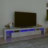 Mueble Tv | Mueble De Salón | Armario Tv Con Luces Led Gris Hormigón 230x36,5x40 Cm Cfw776968