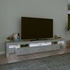 Mueble Tv | Mueble De Salón | Armario Tv Con Luces Led Gris Hormigón 230x36,5x40 Cm Cfw776968