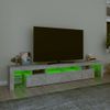 Mueble Tv | Mueble De Salón | Armario Tv Con Luces Led Gris Hormigón 230x36,5x40 Cm Cfw776968