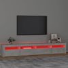 Mueble Tv | Mueble De Salón | Armario Tv Con Luces Led Gris Hormigón 240x35x40 Cm Cfw776969