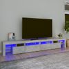 Mueble Tv | Mueble De Salón | Armario Tv Con Luces Led Gris Hormigón 260x36,5x40 Cm Cfw776971