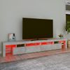 Mueble Tv | Mueble De Salón | Armario Tv Con Luces Led Gris Hormigón 260x36,5x40 Cm Cfw776971