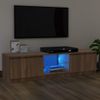 Mueble Tv | Mueble De Salón | Armario Tv Con Luces Led Marrón Roble 120x30x35,5 Cm Cfw777010