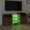 Mueble Tv | Mueble De Salón | Armario Tv Con Luces Led Marrón Roble 120x30x50 Cm Cfw777011