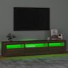 Mueble Tv | Mueble De Salón | Armario Tv Con Luces Led Marrón Roble 195x35x40 Cm Cfw777017