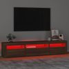 Mueble Tv | Mueble De Salón | Armario Tv Con Luces Led Marrón Roble 195x35x40 Cm Cfw777017