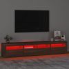 Mueble Tv | Mueble De Salón | Armario Tv Con Luces Led Marrón Roble 210x35x40 Cm Cfw777019