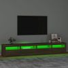 Mueble Tv | Mueble De Salón | Armario Tv Con Luces Led Marrón Roble 240x35x40 Cm Cfw777022