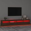 Mueble Tv | Mueble De Salón | Armario Tv Con Luces Led Marrón Roble 240x35x40 Cm Cfw777022