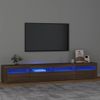 Mueble Tv | Mueble De Salón | Armario Tv Con Luces Led Marrón Roble 240x35x40 Cm Cfw777023