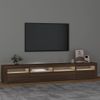 Mueble Tv | Mueble De Salón | Armario Tv Con Luces Led Marrón Roble 240x35x40 Cm Cfw777023