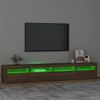 Mueble Tv | Mueble De Salón | Armario Tv Con Luces Led Marrón Roble 240x35x40 Cm Cfw777023