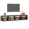 Mueble Tv | Mueble De Salón | Armario Tv Con Luces Led Marrón Roble 240x35x40 Cm Cfw777023