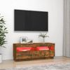 Mueble Tv | Mueble De Salón | Armario Tv Con Luces Led Roble Ahumado 100x35x40 Cm Cfw777047