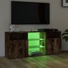 Mueble Tv | Mueble De Salón | Armario Tv Con Luces Led Roble Ahumado 120x30x50 Cm Cfw777049