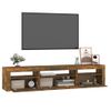 Mueble Tv | Mueble De Salón | Armario Tv Con Luces Led Roble Ahumado 195x35x40 Cm Cfw777056