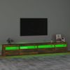 Mueble Tv | Mueble De Salón | Armario Tv Con Luces Led Roble Ahumado 270x35x40 Cm Cfw777057