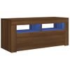 Mueble Tv | Mueble De Salón | Armario Tv Con Luces Led Roble Marrón 90x35x40 Cm Cfw777065