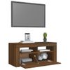 Mueble Tv | Mueble De Salón | Armario Tv Con Luces Led Roble Marrón 90x35x40 Cm Cfw777065